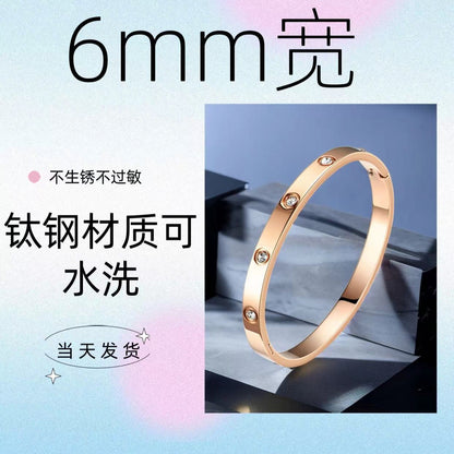 Cross-border Stainless Steel Bracelet Women's High-grade Electroplated Circle Bracelet Diamond Light Luxury Titanium Steel Fashion Jewelry