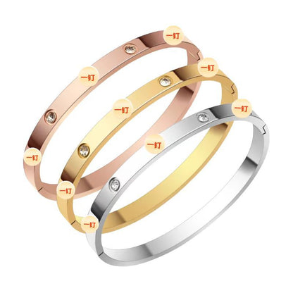 Cross-border Stainless Steel Bracelet Women's High-grade Electroplated Circle Bracelet Diamond Light Luxury Titanium Steel Fashion Jewelry