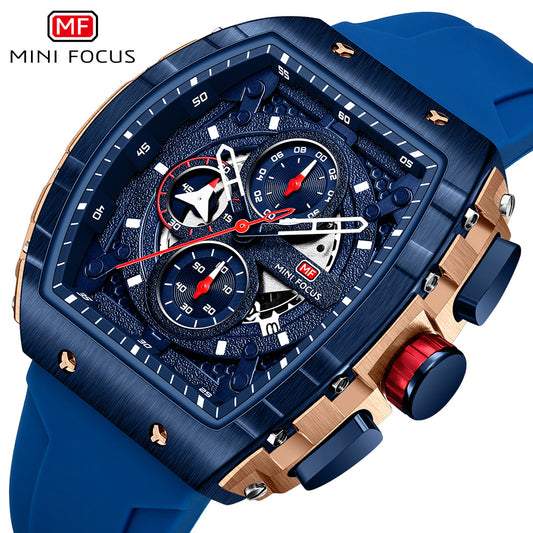 Mini Focus Brand Watch Outdoor Style Barrel Men's Watch Curved Mirror Gradient Cut Out Men's Watch 0399g