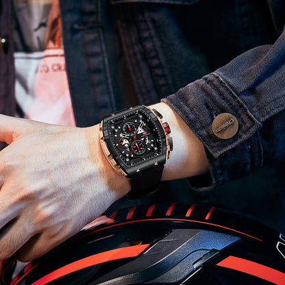 Mini Focus Brand Watch Outdoor Style Barrel Men's Watch Curved Mirror Gradient Cut Out Men's Watch 0399g