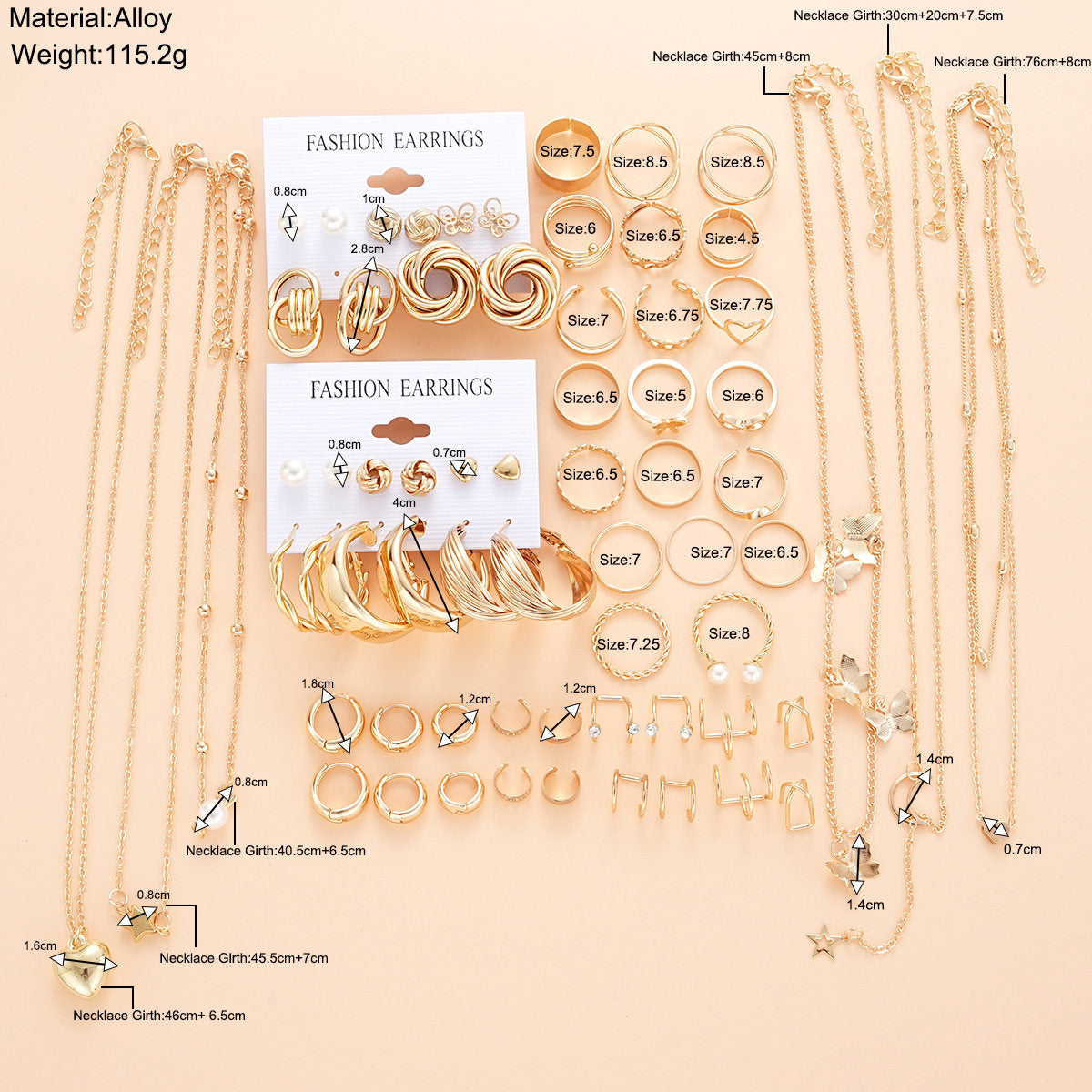 Earrings Necklaces Jewelry Sets Cross-Border European and American New Earrings Necklace Jewelry Set