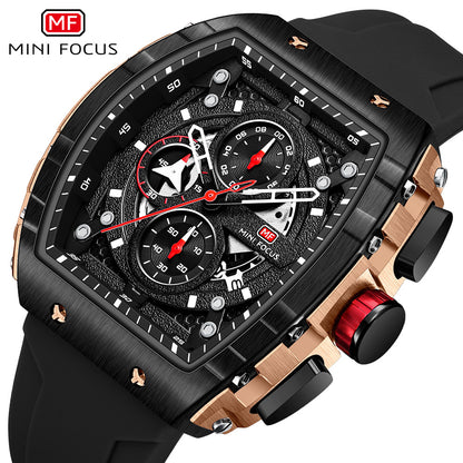 Mini Focus Brand Watch Outdoor Style Barrel Men's Watch Curved Mirror Gradient Cut Out Men's Watch 0399g