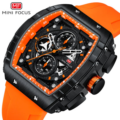 Mini Focus Brand Watch Outdoor Style Barrel Men's Watch Curved Mirror Gradient Cut Out Men's Watch 0399g