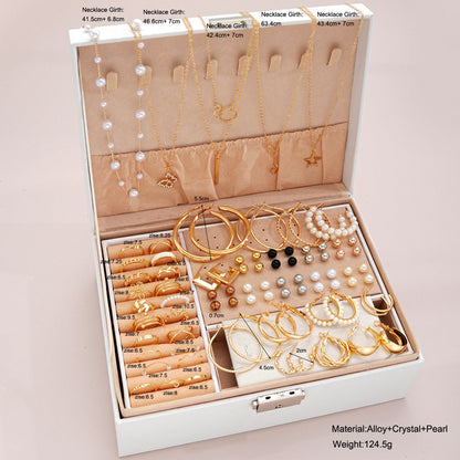Jewelry Set New Cross-Border Hot European and American Hot Selling Imitation Pearl Alloy Jewelry Set (without Box)