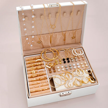 Jewelry Set New Cross-Border Hot European and American Hot Selling Imitation Pearl Alloy Jewelry Set (without Box)