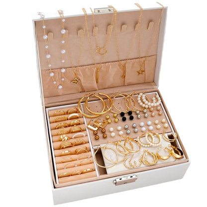 Jewelry Set New Cross-Border Hot European and American Hot Selling Imitation Pearl Alloy Jewelry Set (without Box)