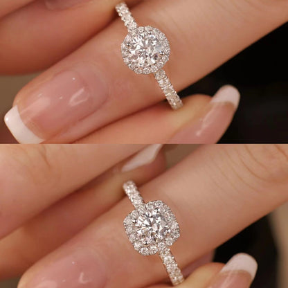 Douyin Kuaishou Live Supply Classic Round Square Package 1 Carat Eight Hearts and Eight Arrows Zircon Imitation Moissanite Ring for Women