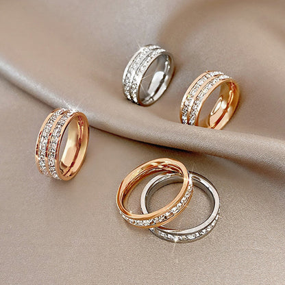 All over the Sky star ring wholesale Women's titanium steel ring full diamond ring couple pair ring zircon ring cold wind light luxury ring