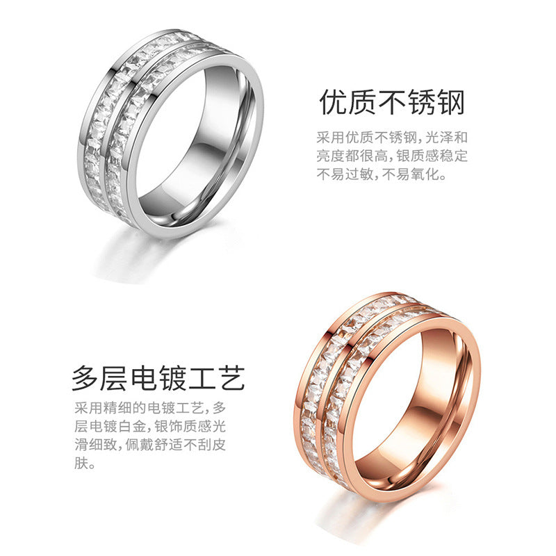 All over the Sky star ring wholesale Women's titanium steel ring full diamond ring couple pair ring zircon ring cold wind light luxury ring