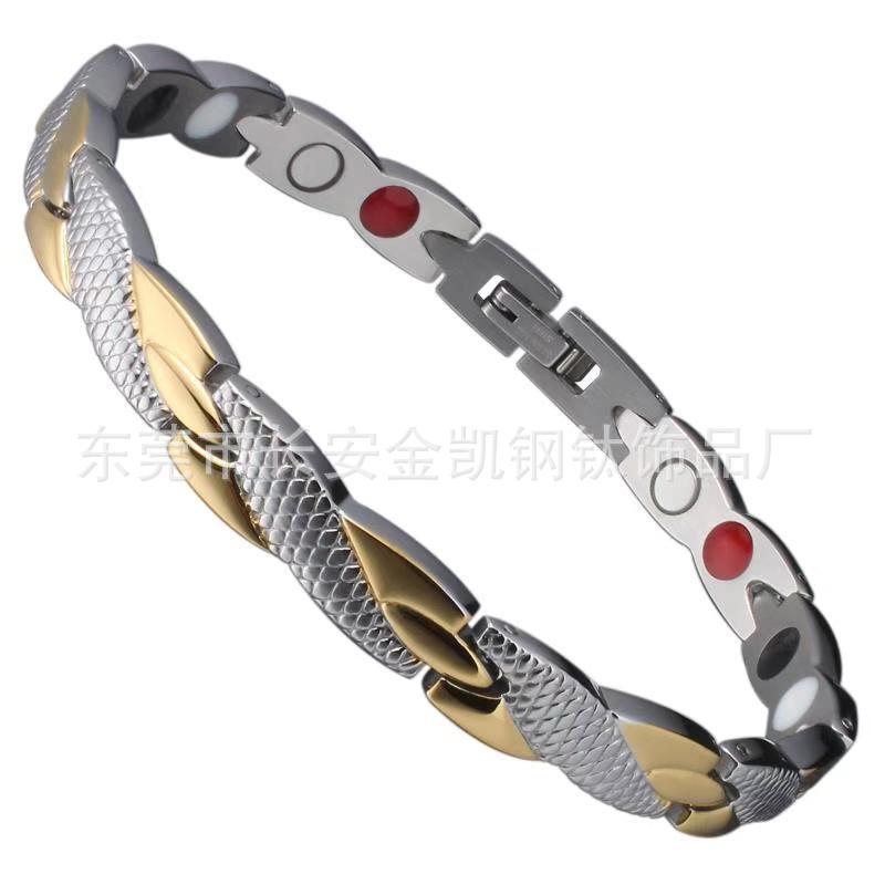 European and American Cross-Border Fashionable Light Luxury Dragon Pattern Four-In-One Magnet Negative Ion Titanium Steel Bracelet Bracelet Wholesale in Stock