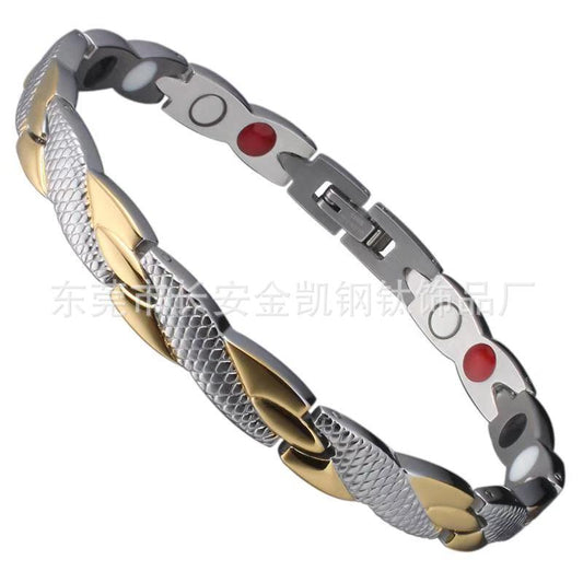 European and American Cross-Border Fashionable Light Luxury Dragon Pattern Four-In-One Magnet Negative Ion Titanium Steel Bracelet Bracelet Wholesale in Stock