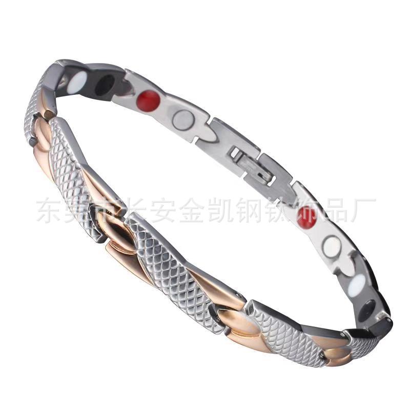 European and American Cross-Border Fashionable Light Luxury Dragon Pattern Four-In-One Magnet Negative Ion Titanium Steel Bracelet Bracelet Wholesale in Stock