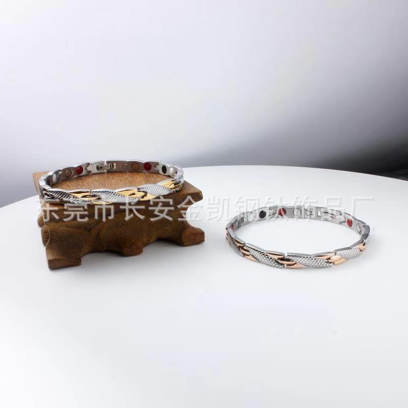 European and American Cross-Border Fashionable Light Luxury Dragon Pattern Four-In-One Magnet Negative Ion Titanium Steel Bracelet Bracelet Wholesale in Stock