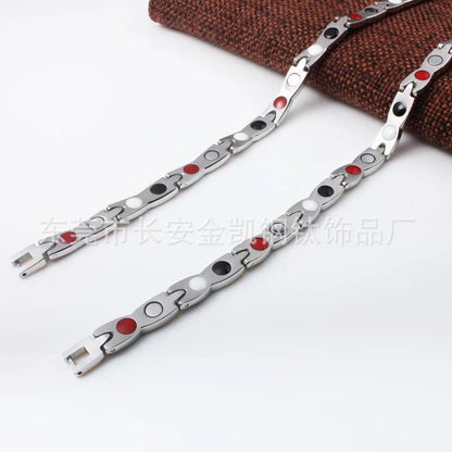 European and American Cross-Border Fashionable Light Luxury Dragon Pattern Four-In-One Magnet Negative Ion Titanium Steel Bracelet Bracelet Wholesale in Stock