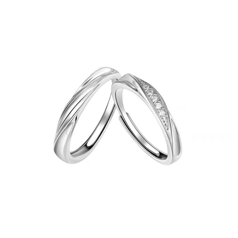 925 silver plated Mobius couple ring fashion personality niche design plain ring for men and women