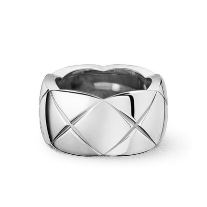 Xiao Xiang style coco rhombus ring for men and women 18k rose gold CNC wide narrow cross high version ring lovers
