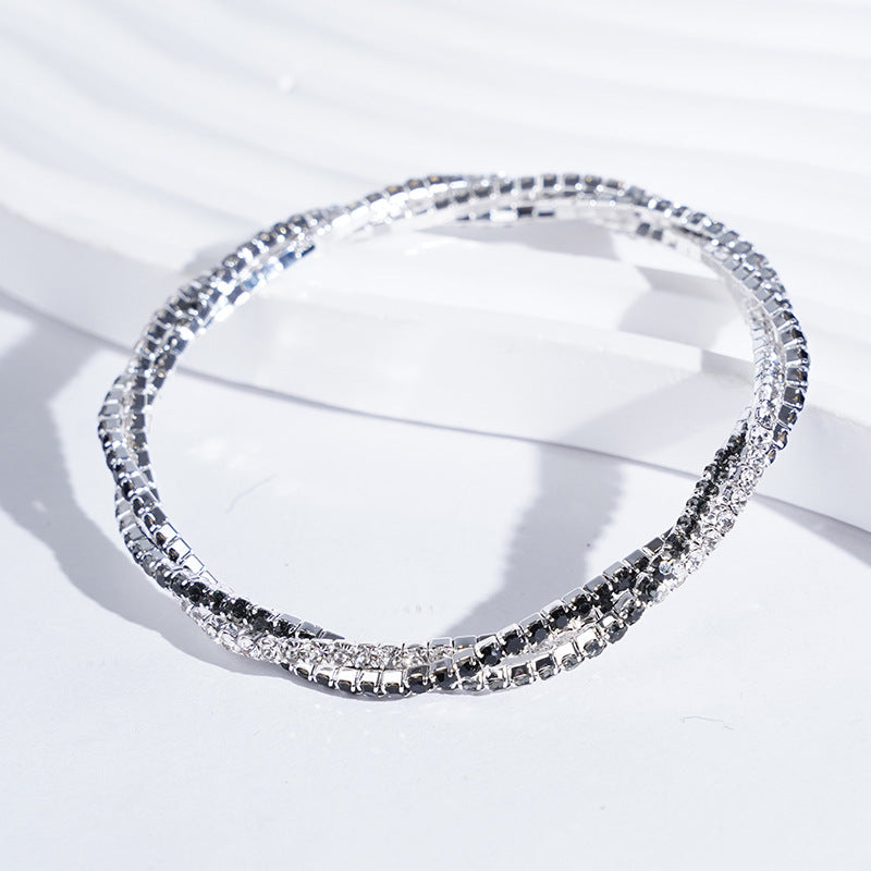 Women's Braided Crystal Bracelet Stretch High-end Bracelet Girlfriend Bracelet Light Luxury Photo Shooting Exquisite Jewelry