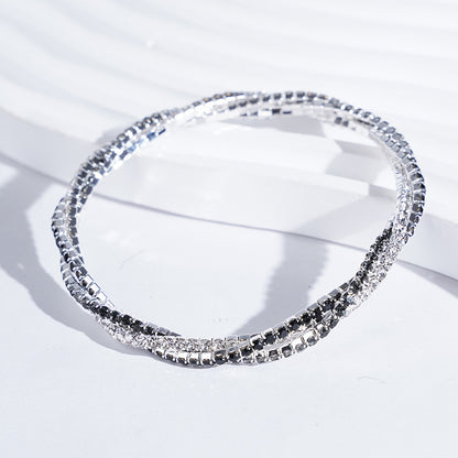 Women's Braided Crystal Bracelet Stretch High-end Bracelet Girlfriend Bracelet Light Luxury Photo Shooting Exquisite Jewelry