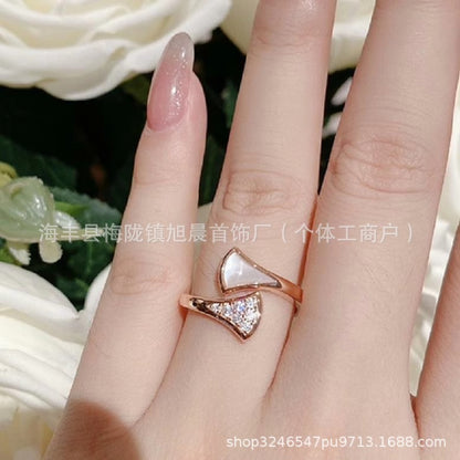 2024 New 18k Gold Snake Bone Ring Narrow Edition Snake Ring Snake Ring Rose Gold White Gold Diamond Fashion Beautiful O