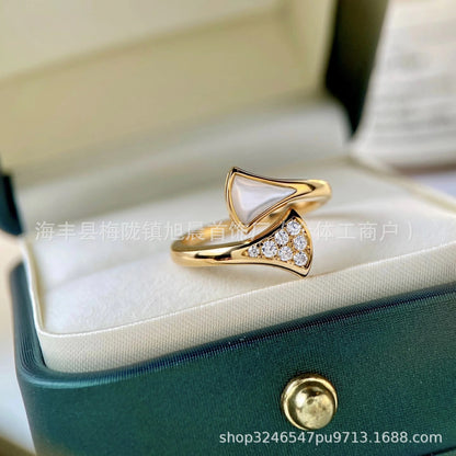 2024 New 18k Gold Snake Bone Ring Narrow Edition Snake Ring Snake Ring Rose Gold White Gold Diamond Fashion Beautiful O