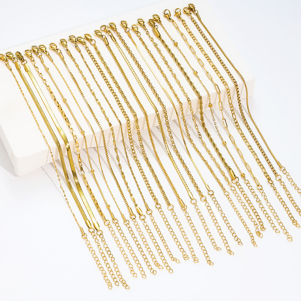 Stainless Steel Bracelet 18K Gold Vacuum Plating Furnace Versatile Simple Everyday Basic Bracelet Color-Preserving Jewelry