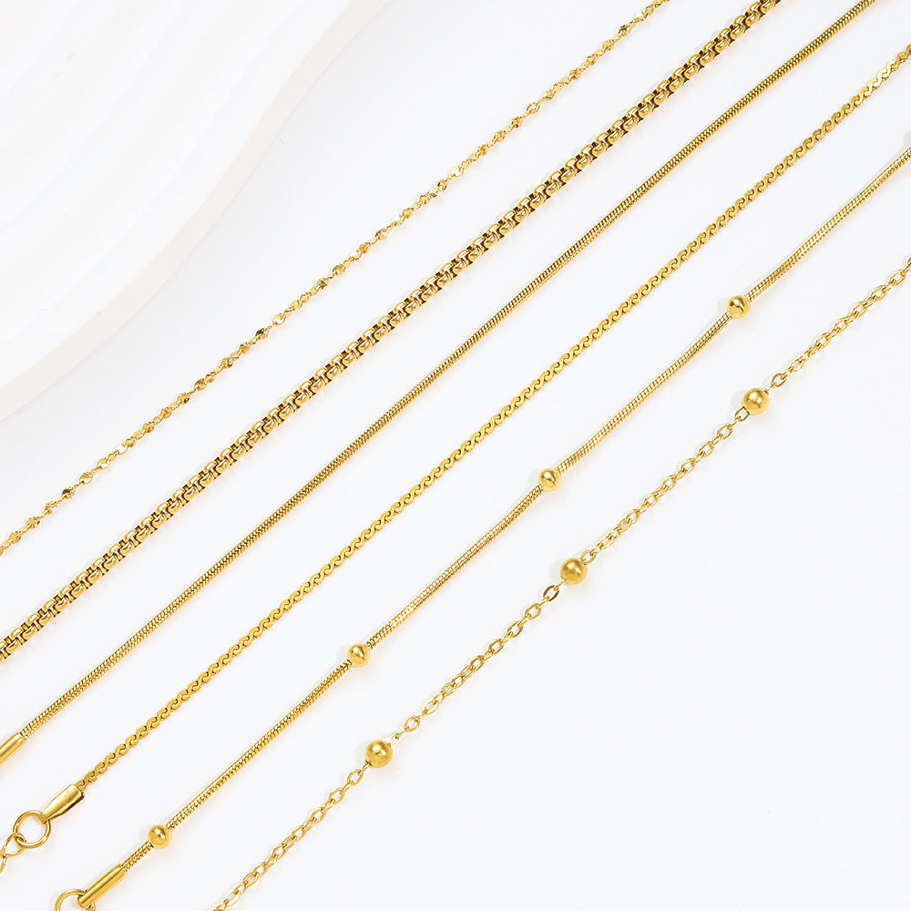 Stainless Steel Bracelet 18K Gold Vacuum Plating Furnace Versatile Simple Everyday Basic Bracelet Color-Preserving Jewelry