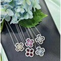 V Gold High Version Hw Harey Four-Leaf Clover Necklace Women's Accessible Luxury Silver Loop Flower Full Diamond Sapphire Clavicle Chain