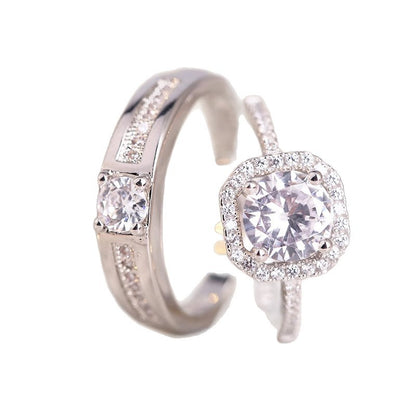 Simulated Fake Diamond Ring, a Couple's Wedding Ring, Live Adjustable Ring, Wedding Photo Props, Wedding Ceremony