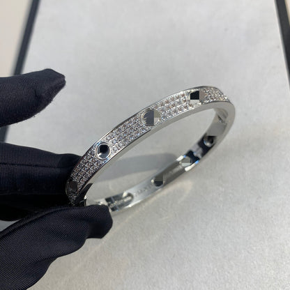 High Version V Gold Classic LOVE Thick 18K Rose Gold Plating Wide Version Three Rowed Diamond Gipsophila Black Nail Couple Bracelet