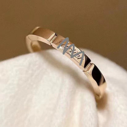 Seiko Edition Card Classic Ring Cnc Thick Gold Plated Signature Multi-Section Diamond Couple Ring Xiaohongshu Factory Wholesale