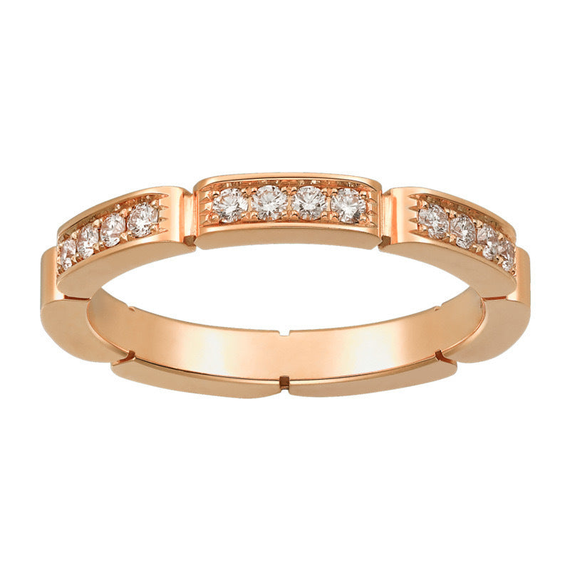 Seiko Edition Card Classic Ring Cnc Thick Gold Plated Signature Multi-Section Diamond Couple Ring Xiaohongshu Factory Wholesale