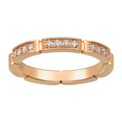 Seiko Edition Card Classic Ring Cnc Thick Gold Plated Signature Multi-Section Diamond Couple Ring Xiaohongshu Factory Wholesale