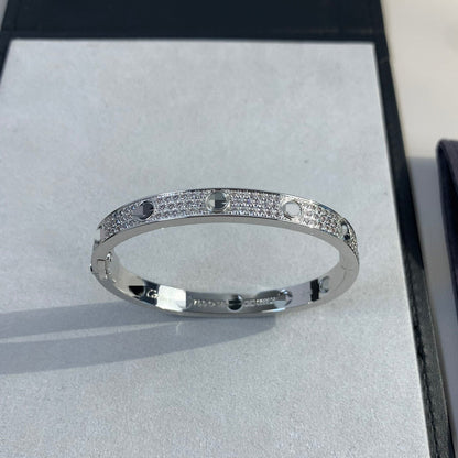 High Version V Gold Classic LOVE Thick 18K Rose Gold Plating Wide Version Three Rowed Diamond Gipsophila Black Nail Couple Bracelet