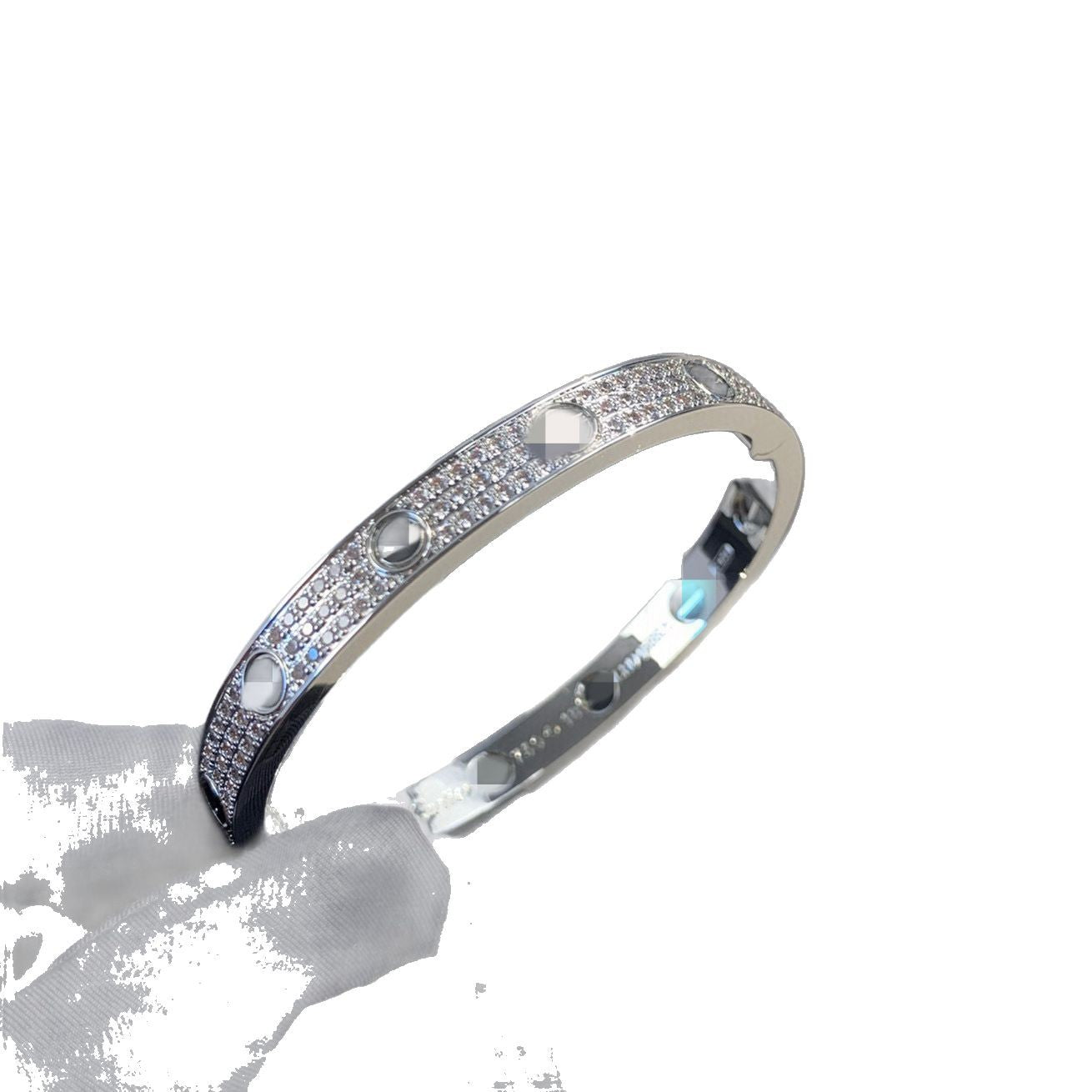 High Version V Gold Classic LOVE Thick 18K Rose Gold Plating Wide Version Three Rowed Diamond Gipsophila Black Nail Couple Bracelet