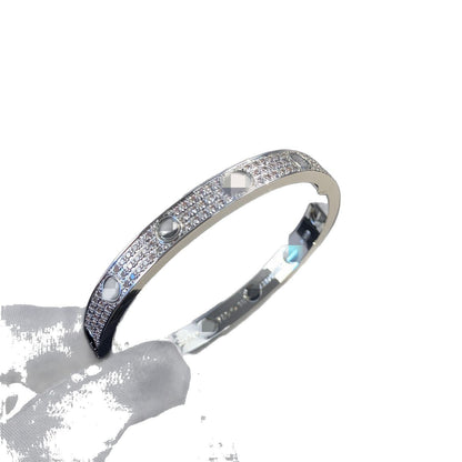 High Version V Gold Classic LOVE Thick 18K Rose Gold Plating Wide Version Three Rowed Diamond Gipsophila Black Nail Couple Bracelet