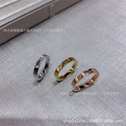 High-Quality Card Ring Love Single Diamond Signature Ring with Diamonds That Will Not Fade, Couple Rings, Men's and Women's Rings Factory Wholesale