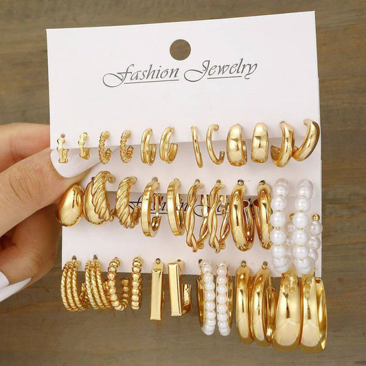 Fashion Geometric Hoop Earrings Set for Women Vintage Bohemi