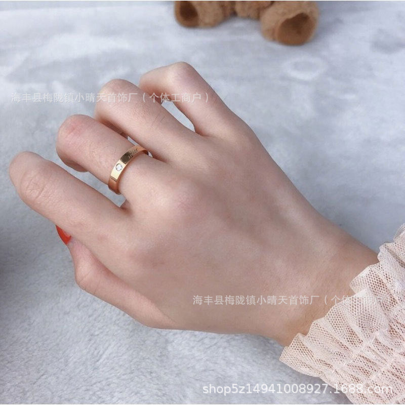 High-Quality Card Ring Love Single Diamond Signature Ring with Diamonds That Will Not Fade, Couple Rings, Men's and Women's Rings Factory Wholesale