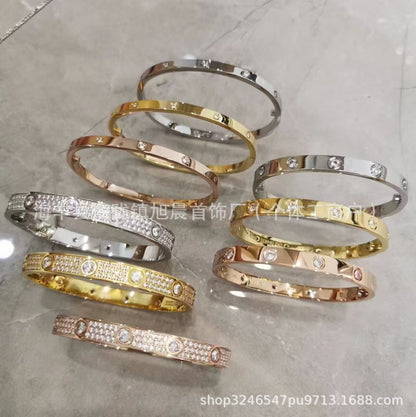 Hot card plus star bracelet screwdriver buckle bracelet 18K gold five generations full diamond bracelet cross-border e-commerce.