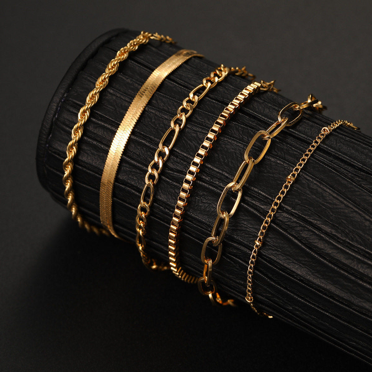 6-Piece Set Bracelets Women's Metal Strip Jewelry Set 6-Pack Hand Suit