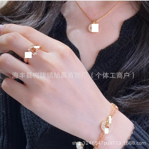 Baojia Copper Coin Ring Couple's Sometimes Running Diamond-Embedded Full Diamond Ring Seiko Diamond-Embedded Index Finger Ring Jewelry Female