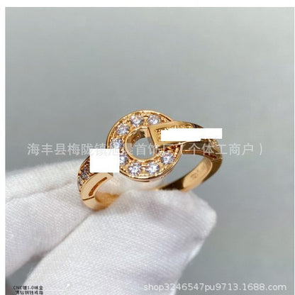 Baojia Copper Coin Ring Couple's Sometimes Running Diamond-Embedded Full Diamond Ring Seiko Diamond-Embedded Index Finger Ring Jewelry Female