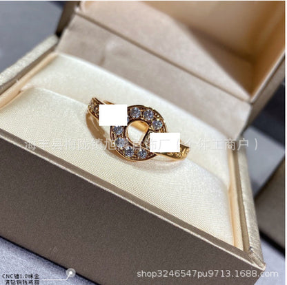 Baojia Copper Coin Ring Couple's Sometimes Running Diamond-Embedded Full Diamond Ring Seiko Diamond-Embedded Index Finger Ring Jewelry Female