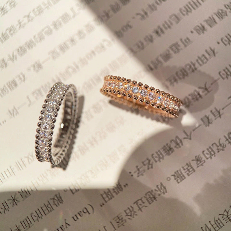 High-End Version of Diamond Ring for Women, Thick 18K Gold-Plated Bead Edge Full of Diamonds, Couple Ring Stackable Starry Sky Manufacturer Wholesale