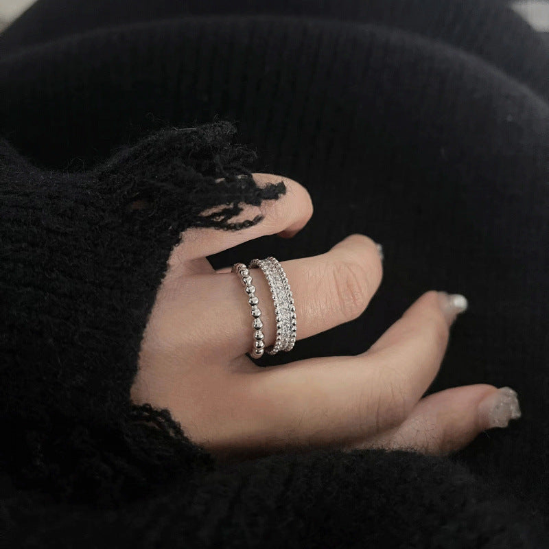 High-End Version of Diamond Ring for Women, Thick 18K Gold-Plated Bead Edge Full of Diamonds, Couple Ring Stackable Starry Sky Manufacturer Wholesale