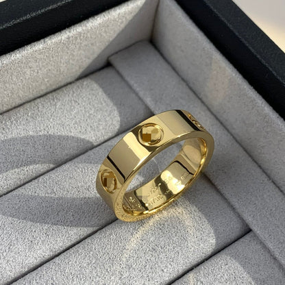 High version thick plated 18K mi gold LOVE wide version no drill three diamond ring fashion personality ring factory outlet