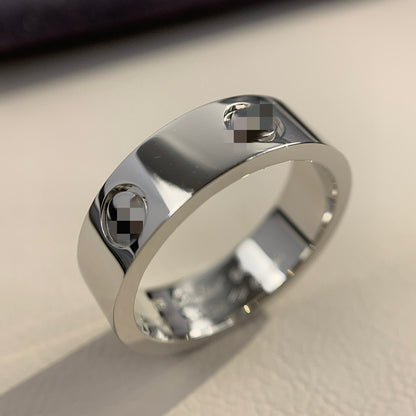 High version thick plated 18K mi gold LOVE wide version no drill three diamond ring fashion personality ring factory outlet