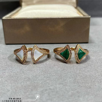 Baojia Fan-shaped Fritillaria Ring Women's CNC Seiko Trendy Fashion Instagram Niche Light Luxury High-grade Skirt Open Ring