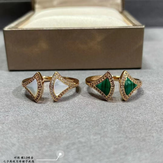 Baojia Fan-shaped Fritillaria Ring Women's CNC Seiko Trendy Fashion Instagram Niche Light Luxury High-grade Skirt Open Ring