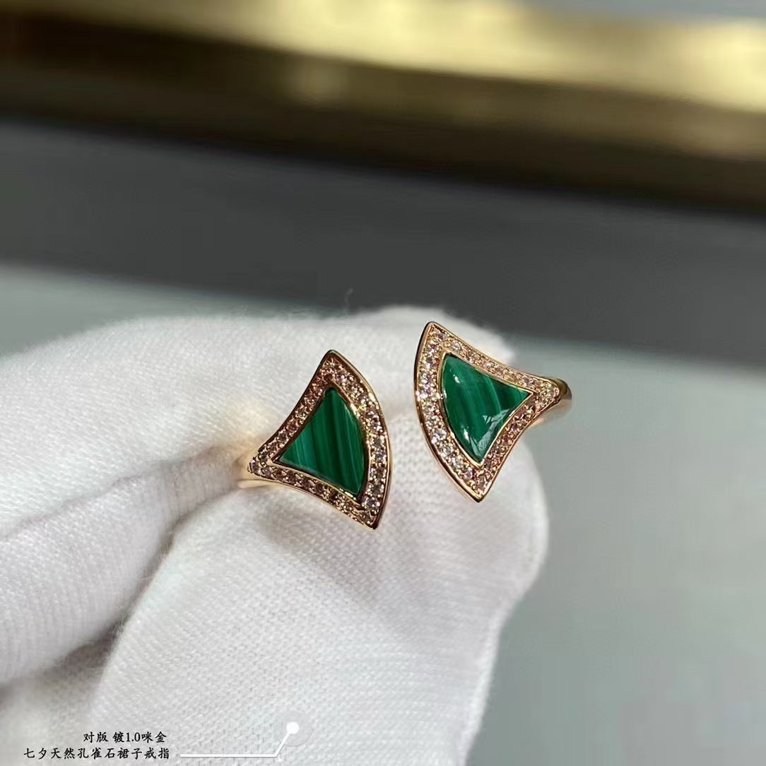 Baojia Fan-shaped Fritillaria Ring Women's CNC Seiko Trendy Fashion Instagram Niche Light Luxury High-grade Skirt Open Ring